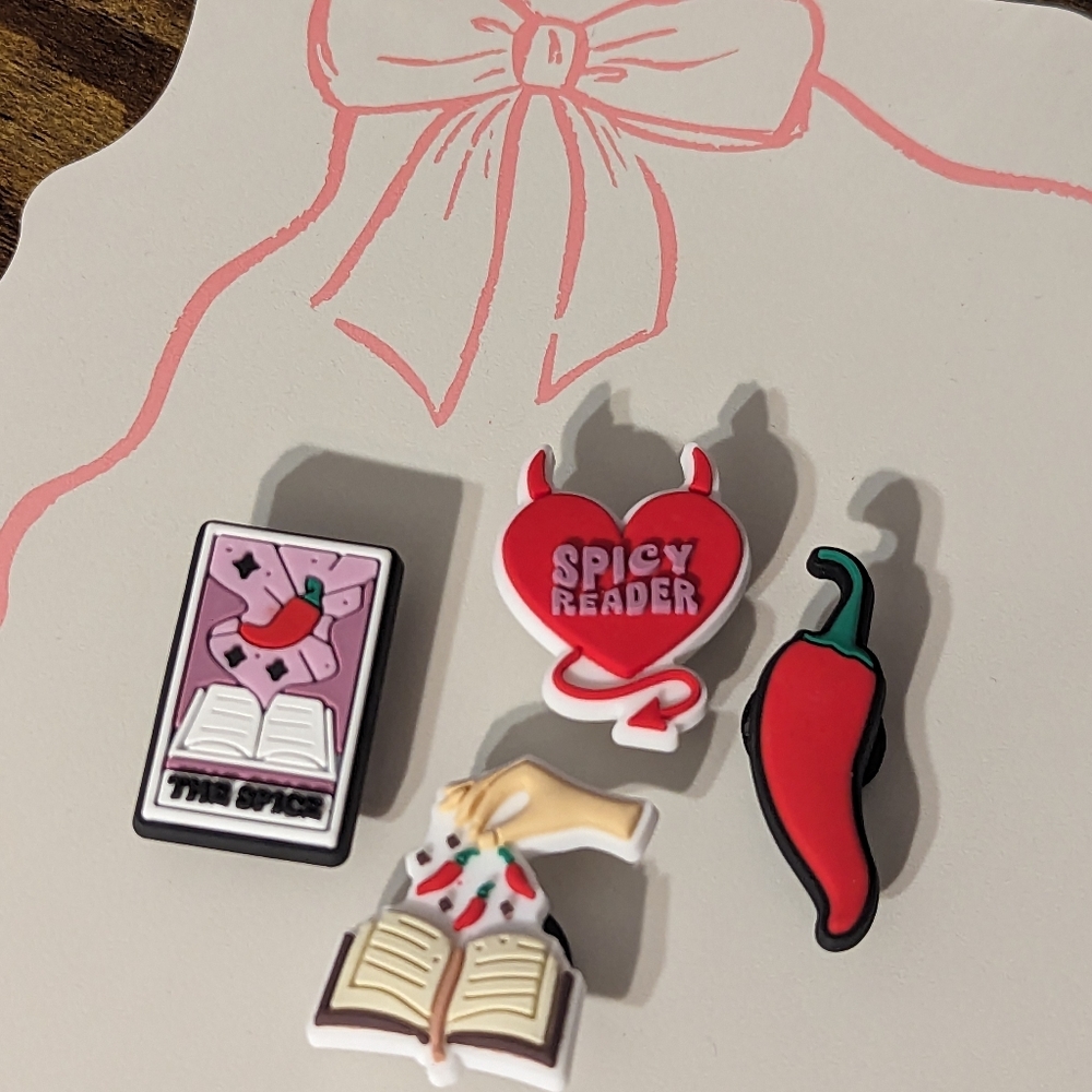 2 For $5 Item: Spicy Books Reader Croc Charms Set New!